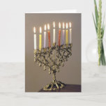 Silver Driedel Chanukah Photo Card<br><div class="desc">Send Chanukah greetings with a elegant silver menorah with lit candles.</div>