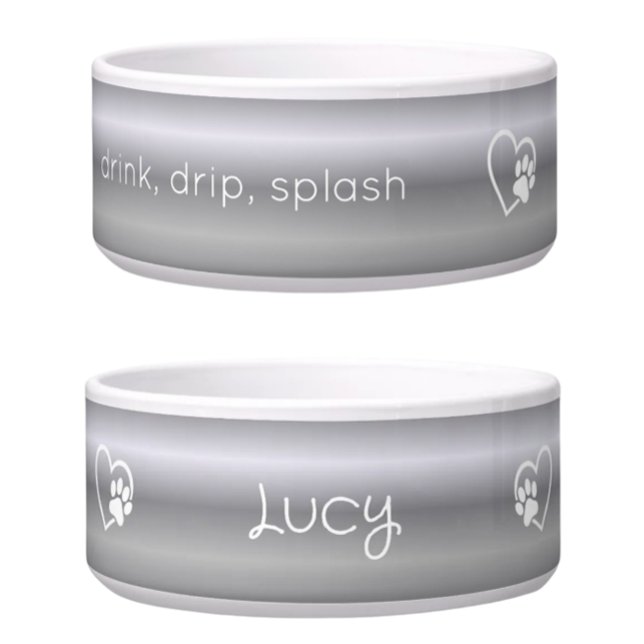 Silver 'drink drip splash' Dog Name Bowl (Creator Uploaded)