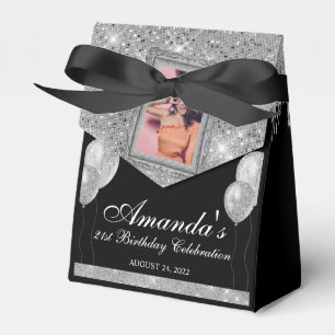 Silver Drip Glamour Photo Favor Box