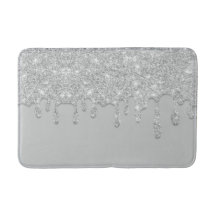 Silver Dripping Glitter Bath Mat