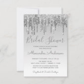 Silver Dripping Glitter Bridal Shower Invitation (Front)
