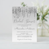 Silver Dripping Glitter Bridal Shower Invitation (Standing Front)
