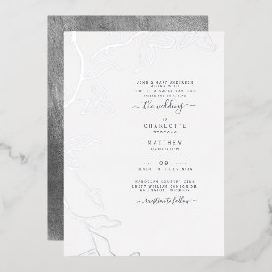 Silver Dripping Ivy Wedding Foil Invitation