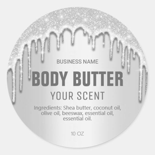 Silver Dripping Shimmer Body Butter Labels