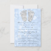 Silver Drips Blue Baby Boy Shower Feet Invitation (Front)