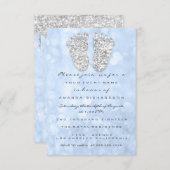 Silver Drips Blue Baby Boy Shower Feet Invitation (Front/Back)