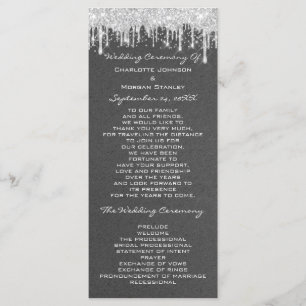 Silver Drips Event Wedding Program Formal Gray