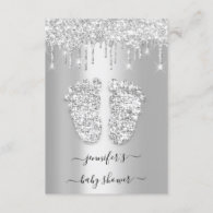 Silver Drips Gray Grey Baby Girl Shower Feet Invitation