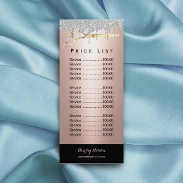 Silver Drips Rose Gold Hair Salon Price List Rack Card