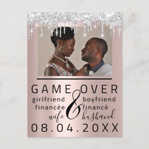 Silver DripsFunny Save The Date Couple Photo Postcard