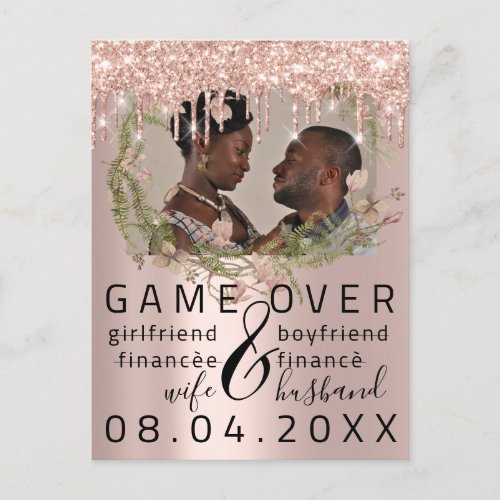 Silver DripsFunny Save The Date Florals Photo Postcard