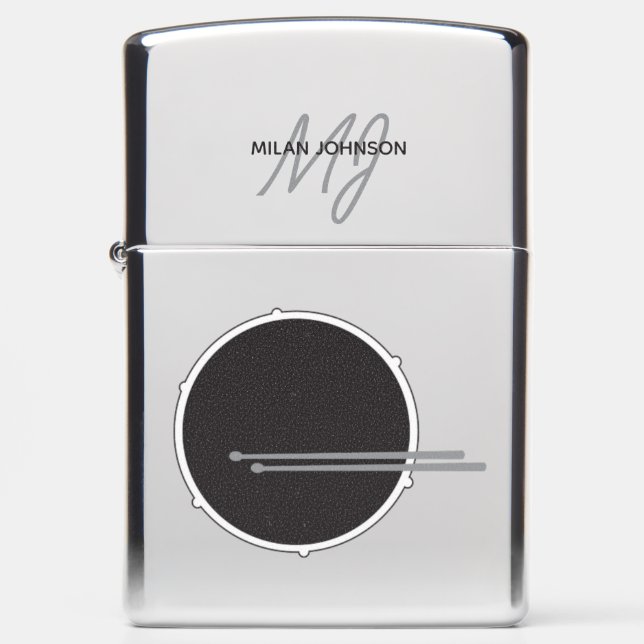 Silver Drums Monogram Zippo Lighter (Front)
