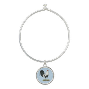 Silver Duckwing Gamecock Bangle Bracelet