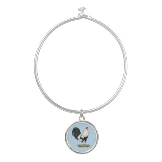 Silver Duckwing Gamecock Bangle Bracelet