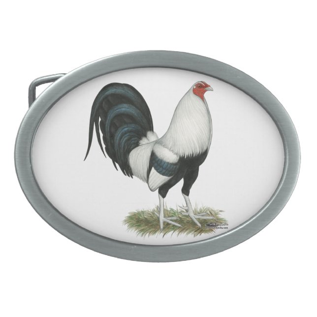 Silver Duckwing Gamecock Belt Buckle (Front)