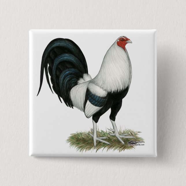 Silver Duckwing Gamecock Button (Front)