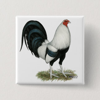 Silver Duckwing Gamecock Button