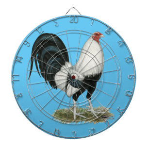 Silver Duckwing Gamecock Dartboard With Darts