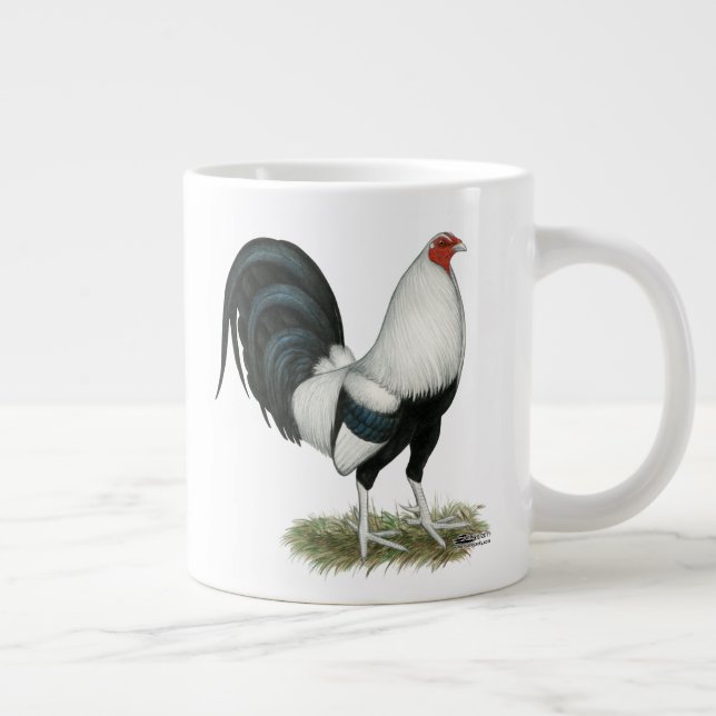 Silver Duckwing Gamecock Giant Coffee Mug (Right)
