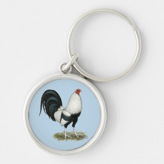 Silver Duckwing Gamecock Keychain (Front)