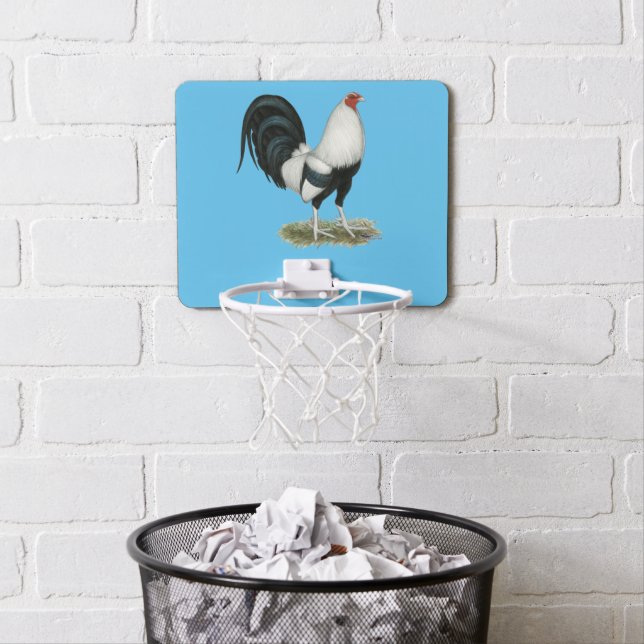 Silver Duckwing Gamecock Mini Basketball Hoop (In Situ)