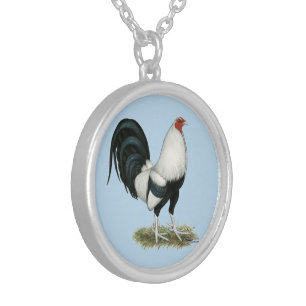 Silver Duckwing Gamecock Plated Necklace