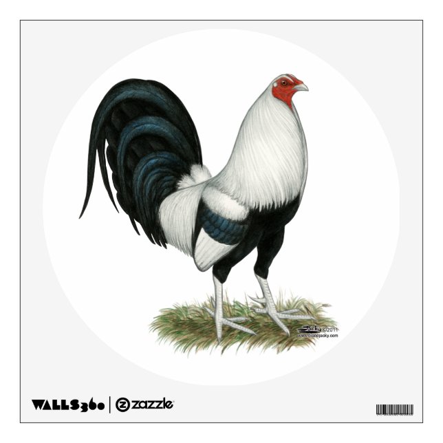 Silver Duckwing Gamecock Wall Sticker (Front)