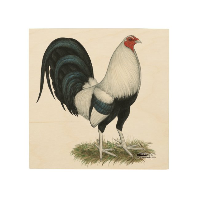 Silver Duckwing Gamecock Wood Wall Decor (Front)