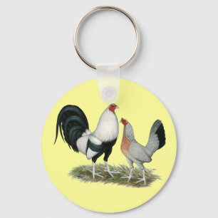 Silver Duckwing Gamefowl Keychain