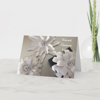 Silver Dusted Christmas Flowers Holiday Card