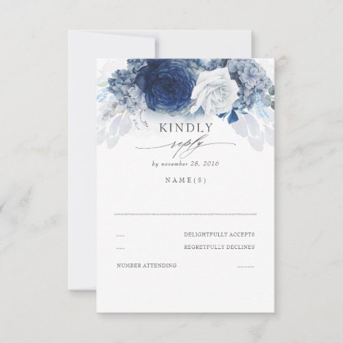 Silver Dusty and Navy Blue Wedding RSVP
