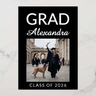 Silver DVM Veterinary Medicine Graduation Party Foil Invitation