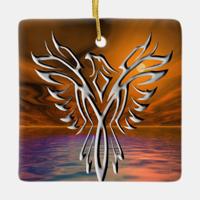 Silver Eagle Ceramic Ornament (Front)