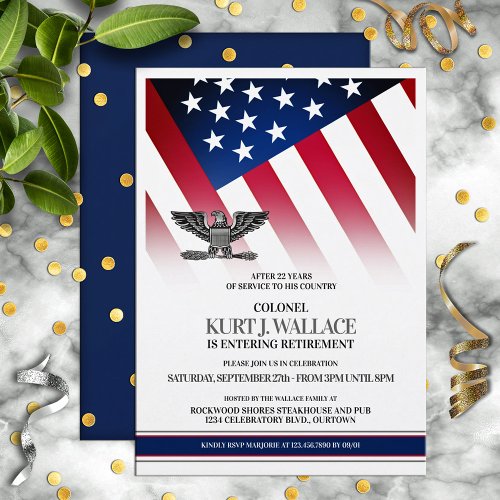 Silver Eagle Military Retirement Party Invitation