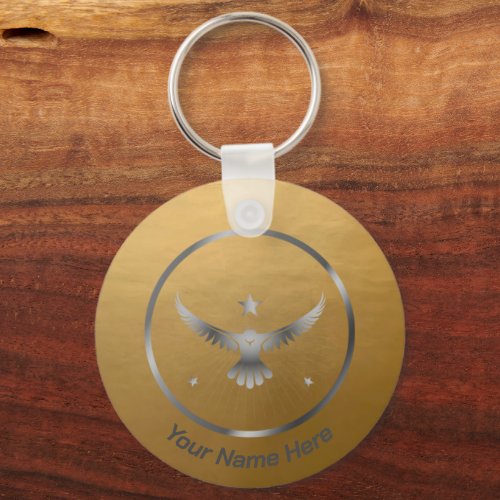 Silver Eagle on Gold  QR Code Personalised Keychain