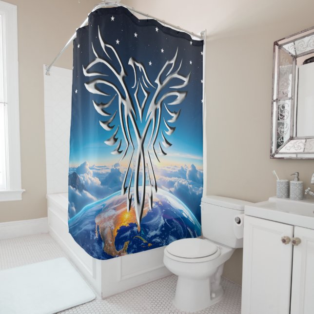 Silver Eagle Sunrise Shower Curtain (In Situ)