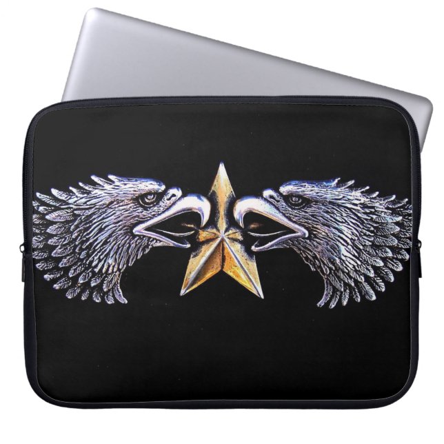 Silver Eagles and Star Laptop Computer Sleeve (Front)