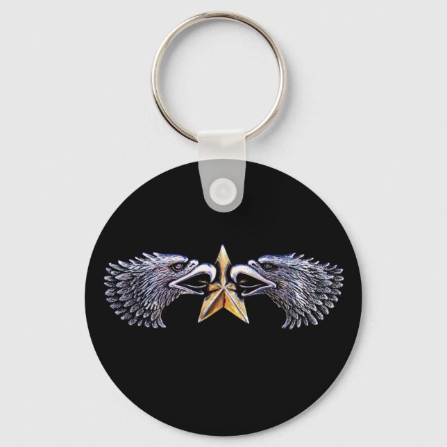 Silver Eagles with Gold Star Key Chain (Front)