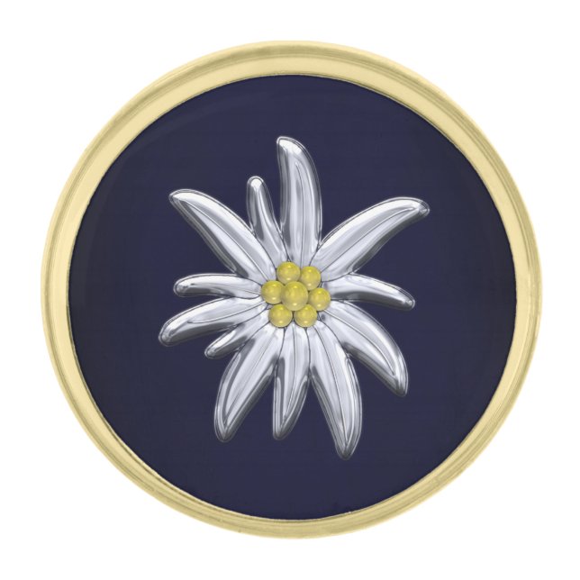Silver Edelweiss Gold Finish Lapel Pin (Front)