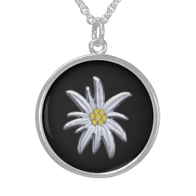 Silver Edelweiss Sterling Silver Necklace (Front)
