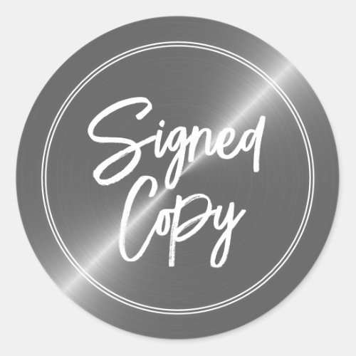 Silver Effect Authors Signed Copy Book Signing Classic Round Sticker