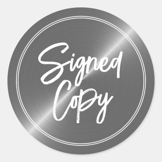 Silver Effect, Author's "Signed Copy" Book Signing Classic Round Sticker (Front)