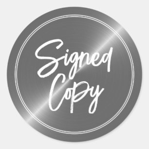 Silver Effect, Author's "Signed Copy" Book Signing Classic Round Sticker