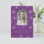 Silver Effect Flower Purple to Remember Loved Ones (Standing Front)