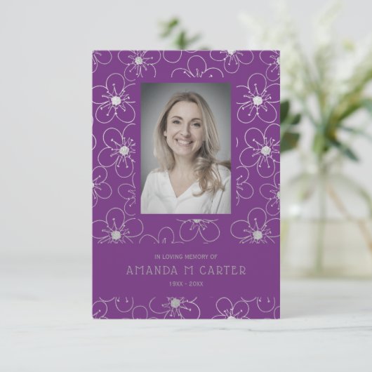 Silver Effect Flower Purple to Remember Loved Ones (Standing Front)