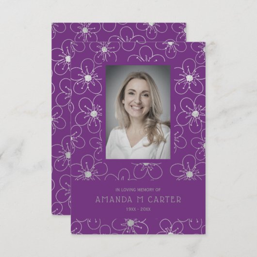 Silver Effect Flower Purple to Remember Loved Ones (Front/Back)