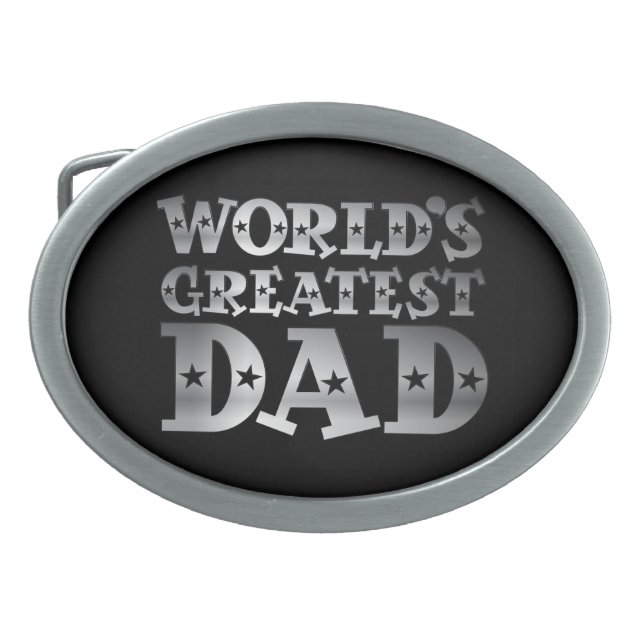 Silver Effect on Black Worlds Greatest Dad Oval Belt Buckle (Front)