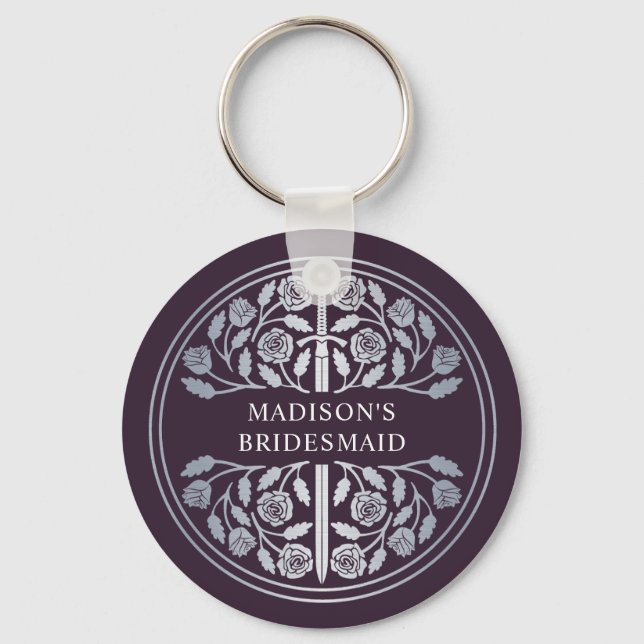 Silver Eggplant Bridesmaid Royal Wedding Gift Keychain (Front)