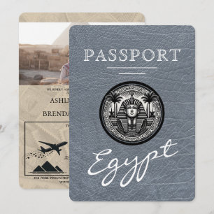 Silver Egypt Passport Wedding Invitation