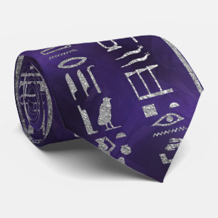 Silver Egyptian hieroglyphics pattern Tie